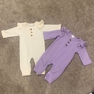 Baby girl rompers purple and cream brand new without tags size 0-3 months